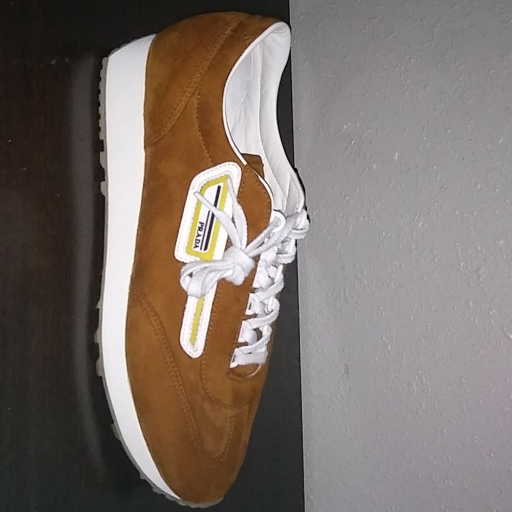 Men's Prada suede tan shoes